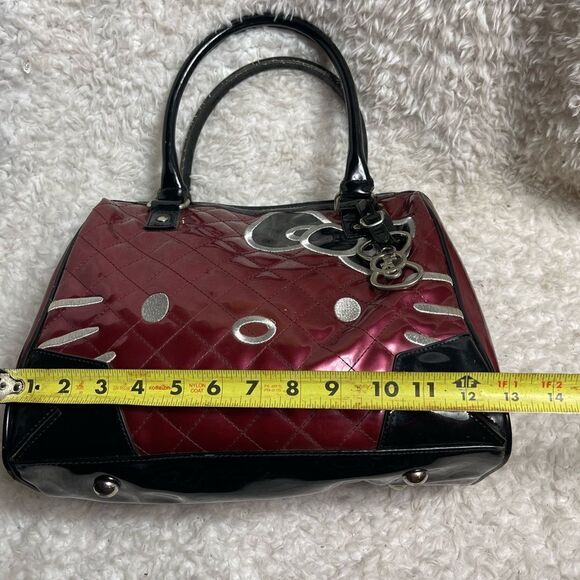 Hello kitty Sanrio Berry Patent quilted &face embroidery Satchel black straps - Picture 10 of 16